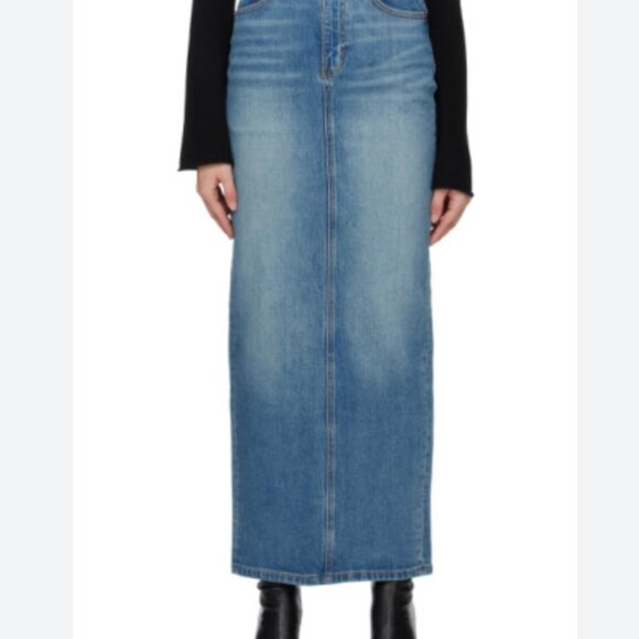 NWT Reformation Daria Ultra High Rise Denim Maxi Skirt in Merritt - Picture 5 of 12